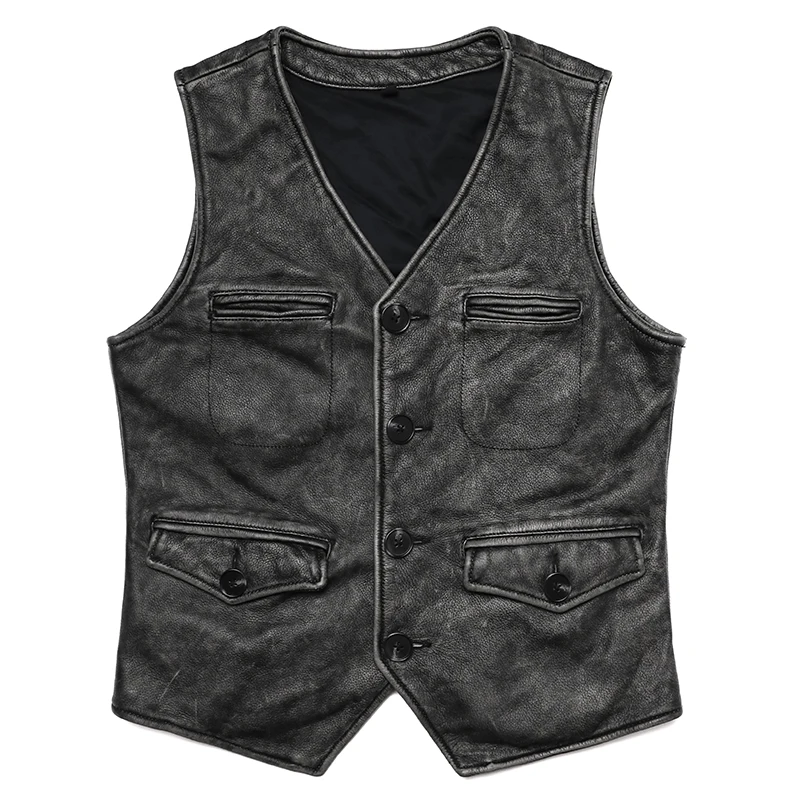 New Gery Vintage Genuine Leath - Leather Work Vest For Men ulasan dan harga