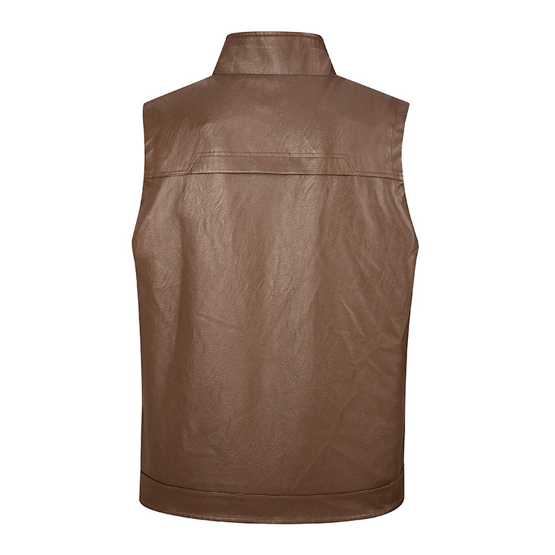 Men's leather vest, thin stand - Leather Work Vest For Men ulasan dan harga