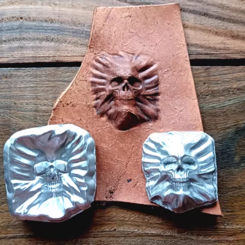 3D Mini Skull Head Leather Sta - Leatherwork Embossing ulasan dan harga