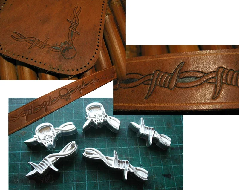 5pcs Thorns and skull pattern  - Unique Leather Work ulasan dan harga