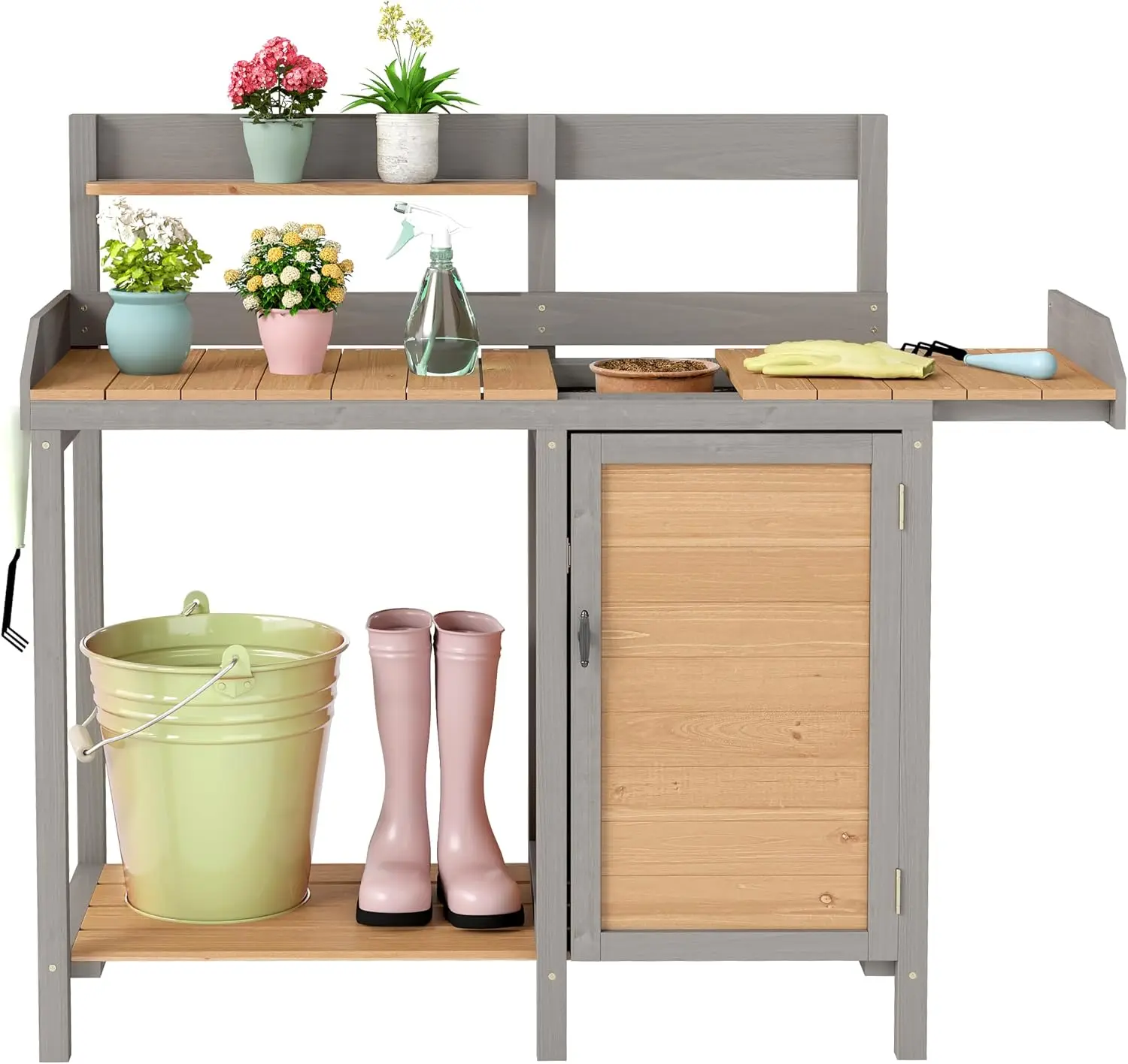 Wooden Potting Bench Table wit - Leatherwork Bench ulasan dan harga