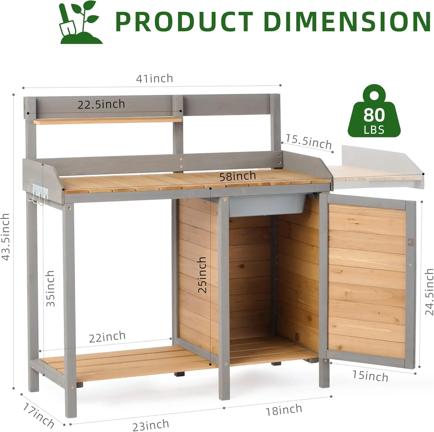Wooden Potting Bench Table wit - Leatherwork Bench ulasan dan harga