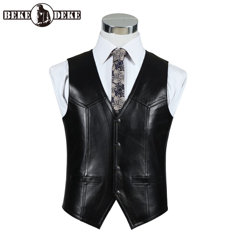 Genuine Leather Sheepskin Vest - Leather Work Vest For Men ulasan dan harga