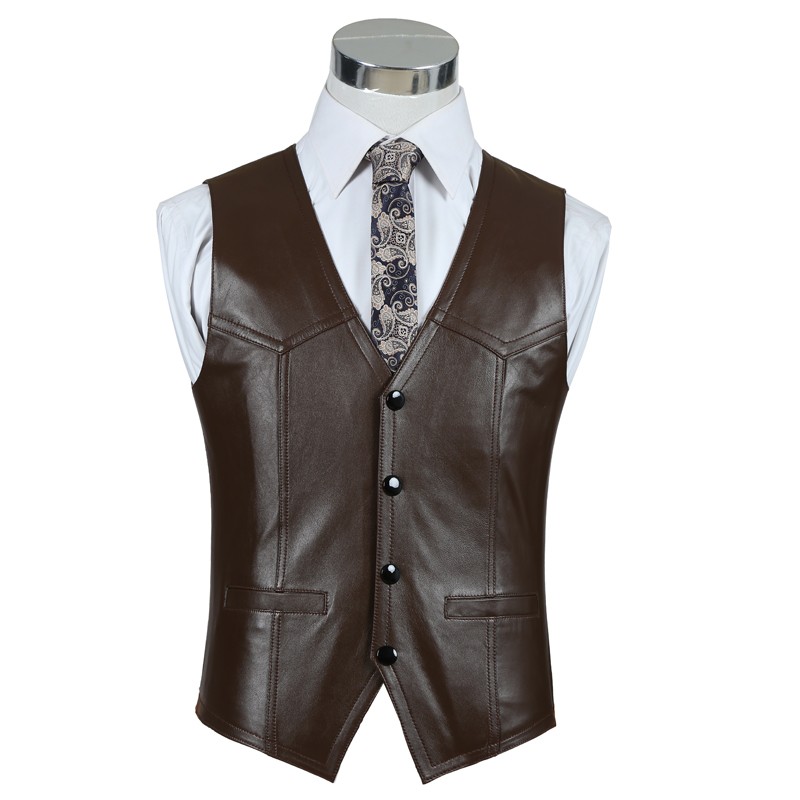 Genuine Leather Sheepskin Vest - Leather Work Vest For Men ulasan dan harga