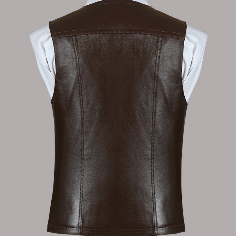 Genuine Leather Sheepskin Vest - Leather Work Vest For Men ulasan dan harga